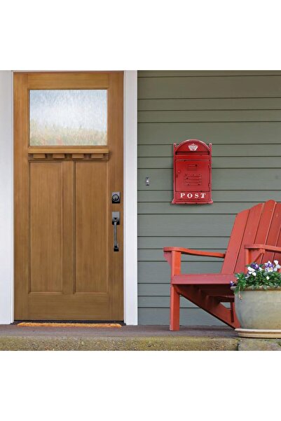 Generic Funerom Vintage Wall Mounted Metal Mailbox with Lock & 2 Keys, 9 x 5.5 x 14.6 in, Red