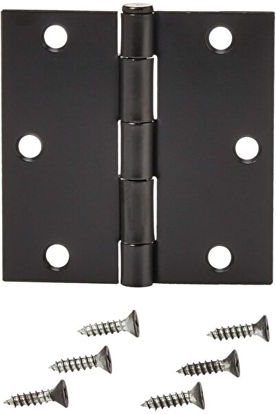 Amazon basics Square Door Hinges, 3.5 Inch x 3.5 Inch, 12 Pack, Matte Black