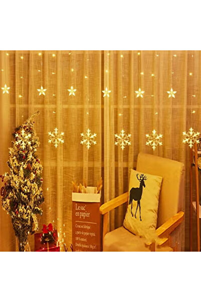 KEKE LED 5-Point Snowflake Curtain Fairy Lights, Waterproof String Lights with Remote, USB/Batt
