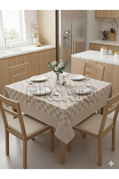 Fırsato Potihome Damalı Kenar Bordürlü Masa Örtüsü 140x140 cm Sofra Bezi, Piknik Örtüsü