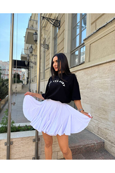 Welike Crepe poplin skirt with airy ruffles