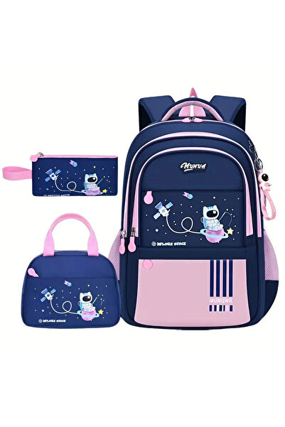 OEM Astronaut Elementary School Backpack, 3-Piece Set, 29x14x46cm, Pink