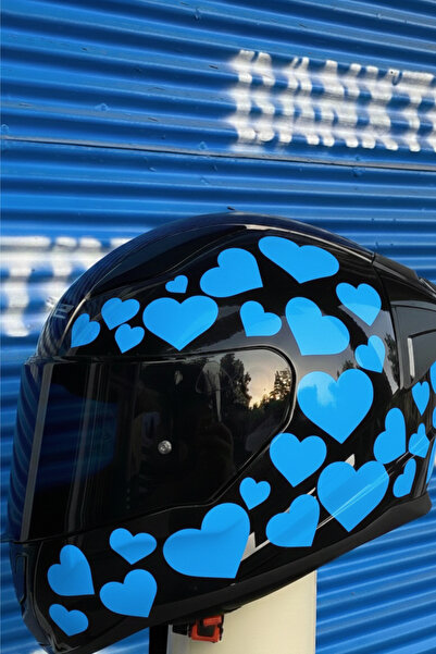 Banxtre Kask-Motor-Araba için Mavi Kalpli Sticker Etiket Seti