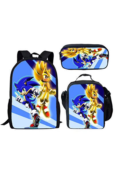 NO BRAND Sonic school bag set, three pieces, multiple colors, for ages 7-18, ...
