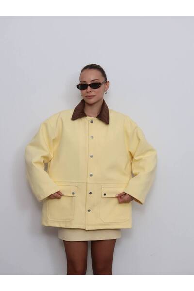 My Blog Yellow Velvet Collared Lined Jacket