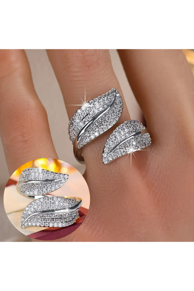 set.up خاتم فضي اللون قابل للتعديل مرصع بالزركون بالكامل