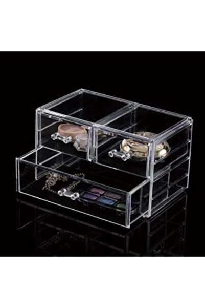 OEM Transparent Cosmetic Organizer with 3 Compartments 23.5 x 13.5 x 14 cm