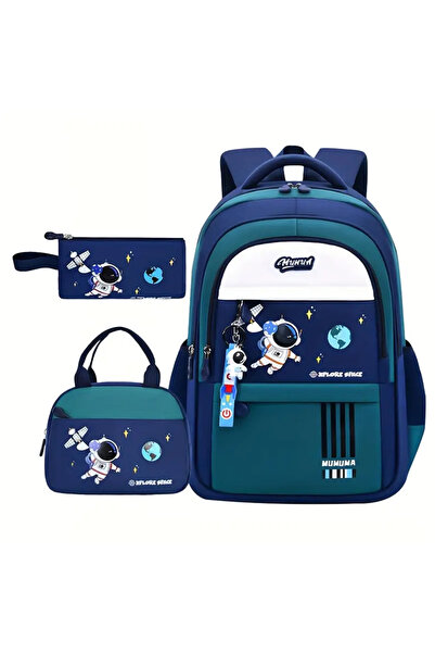 OEM Astronaut Elementary School Backpack, 3-Piece Set, 29x14x46cm, Green