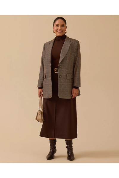 Gala-Xi سترة بليزر منقوشة كبيرة الحجم