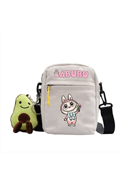 NO BRAND حقيبة لابوبو كروس بودي، قماش، أبيض، حقيبة-5