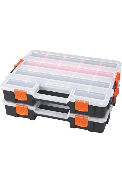 Tactix Tool Box Case Set of 2 - Stackable Organiser with Removable Dividers (...