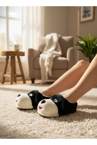 sevel Sevimli Köpek Figürlü Peluş Panduf - Ultra Yumuşak, Kaymaz Taban, Unisex