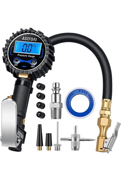 AstroAI مقياس ضغط الإطارات الرقمي مع منفاخ (3-250 رطل/بوصة مربعة)، شديد التحم...
