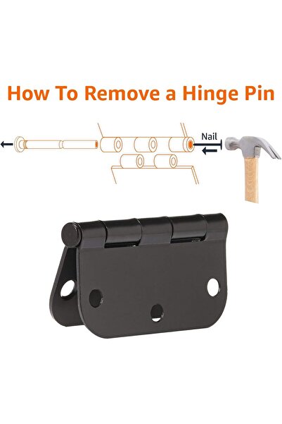 Amazon basics Rounded 3.5 Inch x 3.5 Inch Door Hinges, 18 Pack, Matte Black