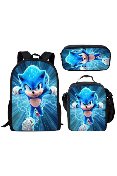 NO BRAND Sonic school bag set, three pieces, multiple colors, for ages 7-18, ...