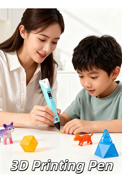 Generic Children's 3D printing pen, 3D pen with display, adjustable temperature and speed,Blue