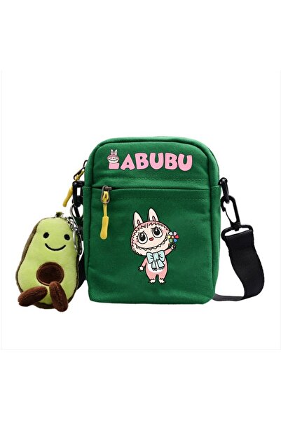 NO BRAND Labubu Crossbody shoulder bag, canvas, green, Bag-5