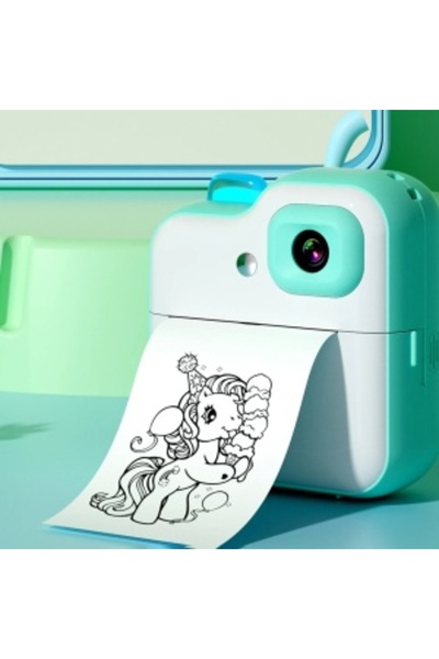 oemco Children's digital camera with instant photo printing, 24 MP 1080p, 3.2" color LCD, Green