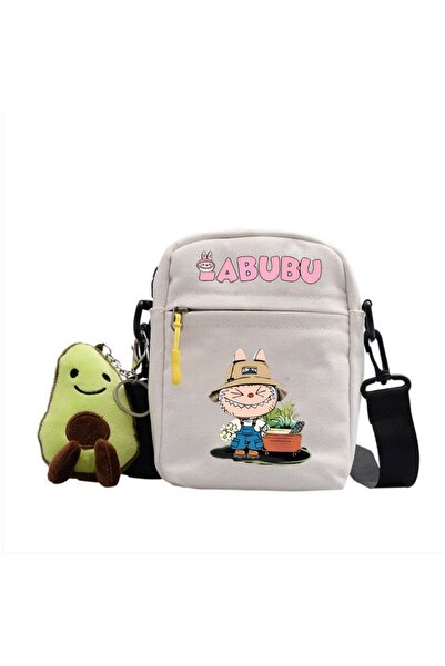 NO BRAND حقيبة لابوبو كروس بودي، قماش، أبيض، حقيبة-7