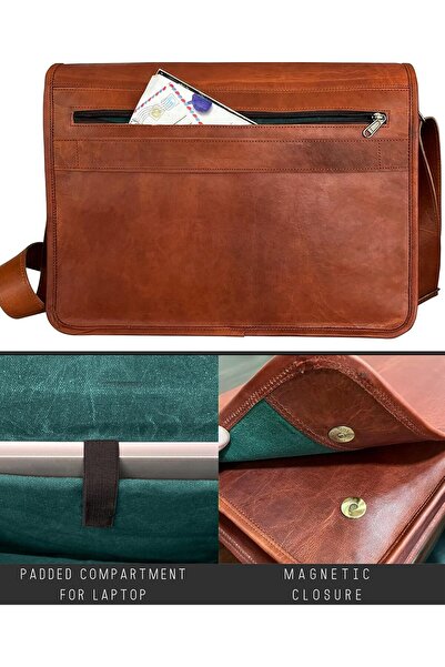 Rustic Town 13-15 inch Vintage Crossbody Genuine Leather Laptop Messenger Bag