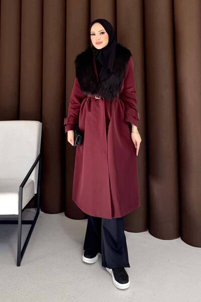 Melike Tatar Γούνινο μακρύ παλτό 32-3724