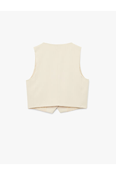 Koton Lined V-Neck Buttoned Blazer Vest