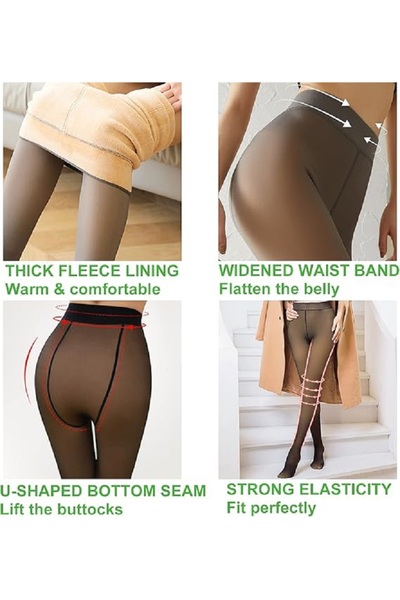 MIXSNOW Women's Fleece Lined Thermal Pantyhose High Waisted Warm Sheer Tight-Black