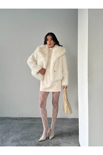 S&A Collectionn Γυναικεία φαρδιά γούνα με φαρδύ γιακά με κουμπιά