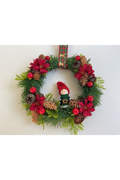 Yakamoz Konsept Yeniyıl yılbaşı mery christmas yapay çiçek aranjmanı dekoratif obje kapı süsü