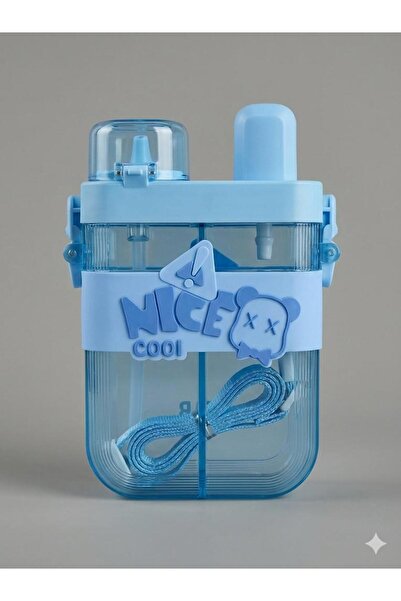 TUMBA'S Çift Bölmeli Nice Cool Matara, Çift Kapaklı, Pipetli Çocuk Suluk Okul...