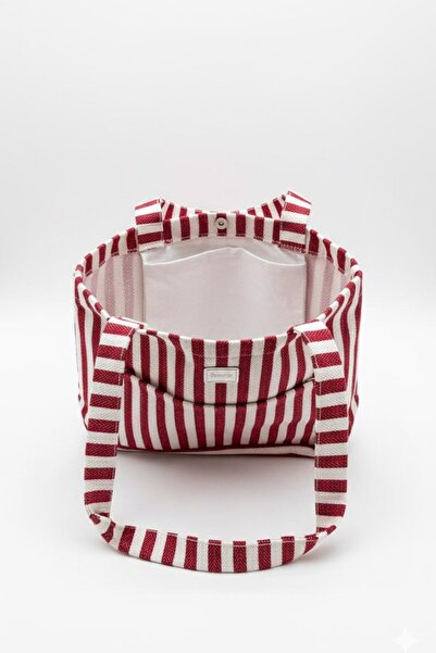 Bagg Red Striped Woven Fabric Bag