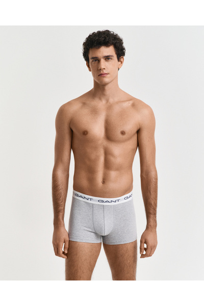 Gant Erkek Gri Slim Fit Logolu 3'lü Boxer