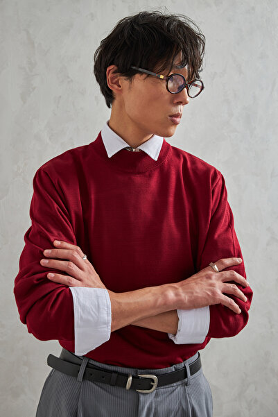 HYMAN Men's Half Fisherman Oversized Basic Knitwear Sweater