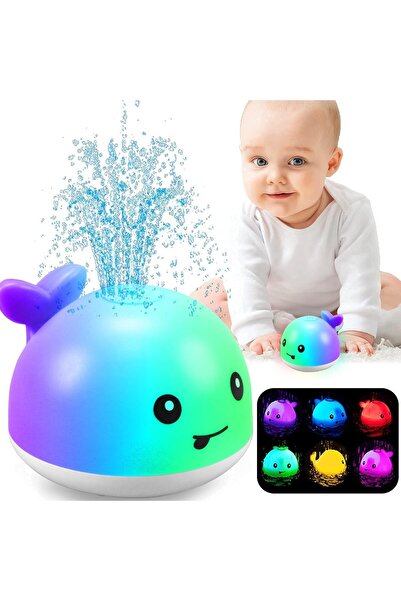 Generic لعبة حمام أطفال مُحسّنة لعام ٢٠٢٤ - نافورة رذاذ ماء على شكل حوت مُضيء...