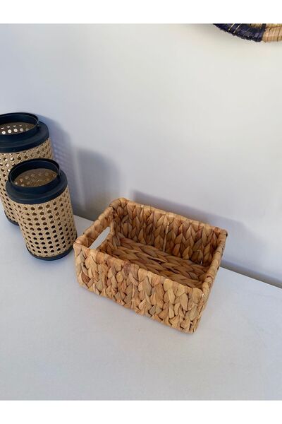 LEONEV Rectangular Wicker Organizer Basket Small Size 22X15X11 cm