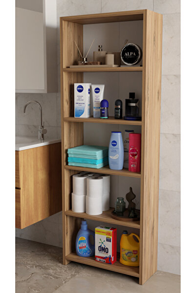 alpaevmobilya Banyo Çamaşır Dolabı 5 Raflı 150 cm Çok Amaçlı Saklama ve Düzenleyici Raf