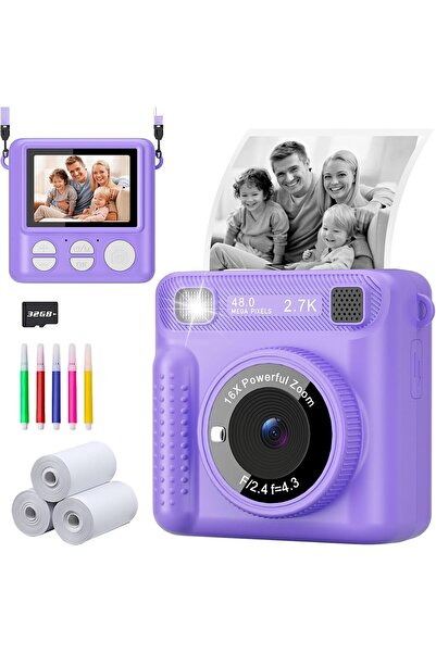 LENND كاميرا طباعة فورية للأطفال - كاميرا رقمية عالية الدقة 1080 بكسل مع ورق ...