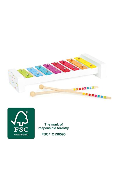 Small Foot Wooden Xylophone FSC® – Colored, with Sheet Music and Mallet, 26 cm