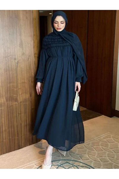 Thebomb Berrak Shirred Chiffon Dress