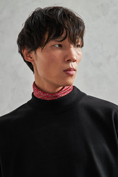 HYMAN Men's Half Fisherman Oversized Basic Knitwear Sweater