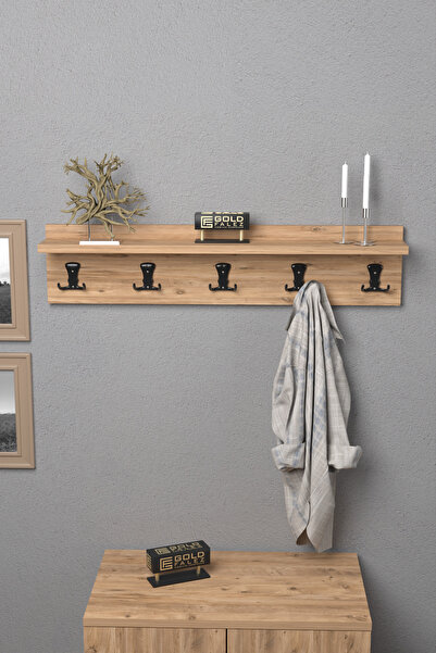 pazarella Askılık Duvar Elbise Askılığı Portmanto 80 Cm Ceviz Düz