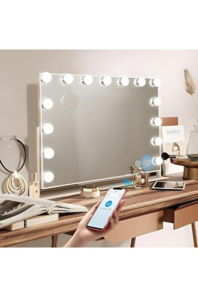 Hansong Bluetooth cosmetic mirror with dimmable LED lights, adjustable cool--warm light, touch contro