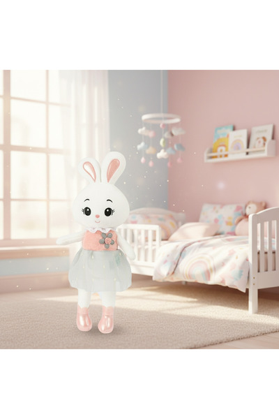 zola Bunny plush toy, 45 x 20 cm, pink dress and boots, PP cotton filling