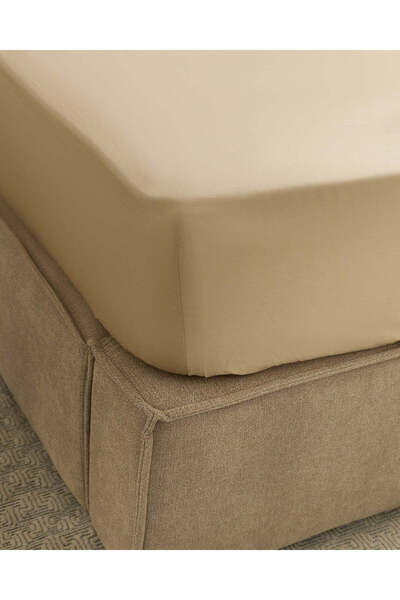 REDTAG Beige Plain Fitted Sheet (Single Size)