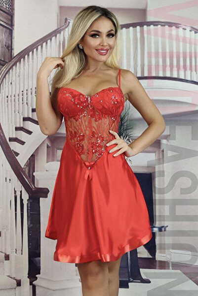 WildFashion Elegant lace and rhinestones dress F891A-3