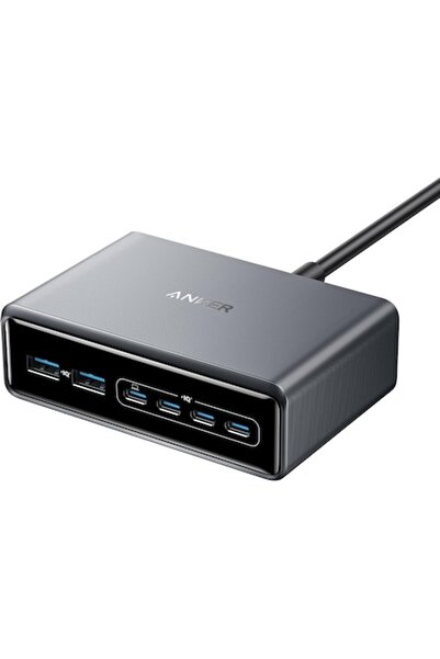 Anker 200W GaN Charging Station — 4x USB-C + 2x USB-A, PD Fast Charger, Gray