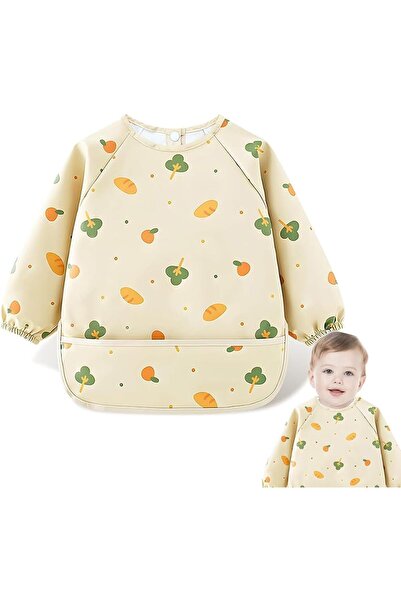 Generic Long-Sleeve Waterproof Baby Feeding Bib with Food-Catching Pocket, Easy-Clean