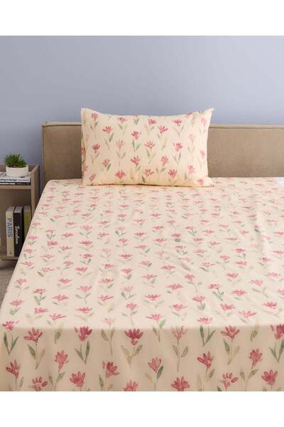 REDTAG Pink 2 Piece Floral Printed Flat Sheet (Single Size)