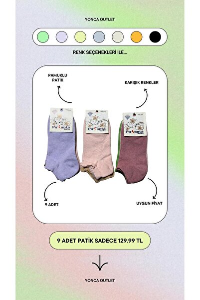 YONCA OUTLET 9 Pieces of Women's Colorful Booties Socks
