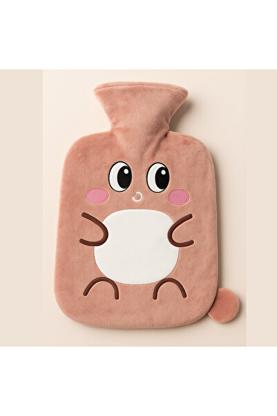 Generic Cute Plush Hot Water Bottle with Soft Cover – Reusable Leak-Proof Heating Bag